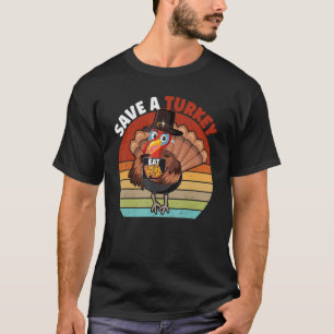 Save A Turkey Eat Pizza  Thanksgiving Kids Adult V T-Shirt