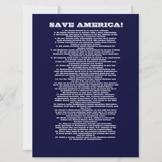 SAVE AMERICA ANNOUNCEMENT (Front)