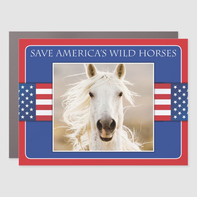 Save America’s Wild Horses Large Car Magnet 18x24 (Front)