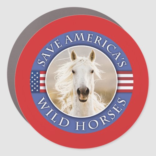 Save Americas Wild Horses Round Car Magnet