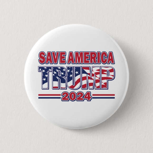 Save America Trump 2024 Button (Front)
