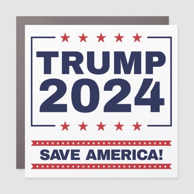 Save America! Trump 2024 Car Magnet (Front)