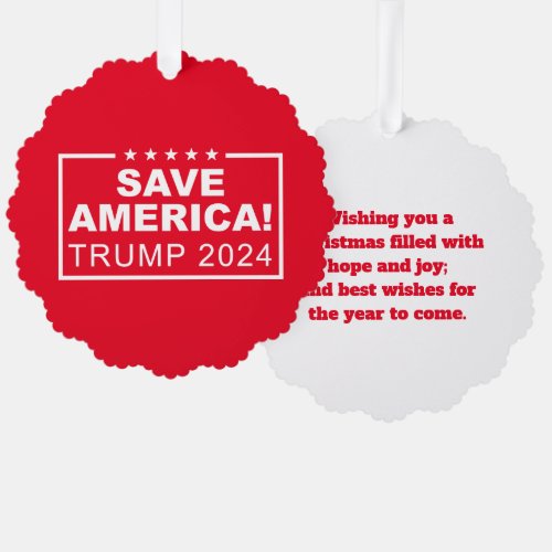 Save America Trump 2024 Ornament Card