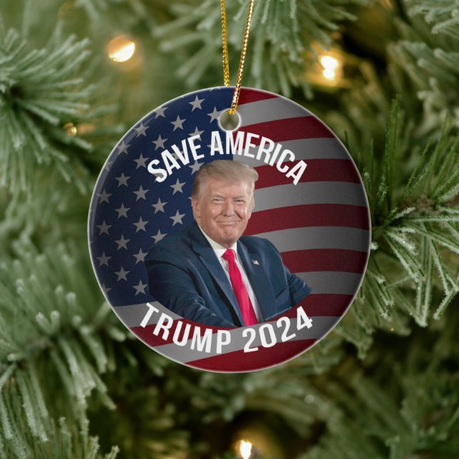 Save America Trump 2024 President Donald J. Trump Ceramic Ornament (Tree)
