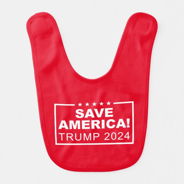 Save America Trump 2024 Red Baby Bib (Front)