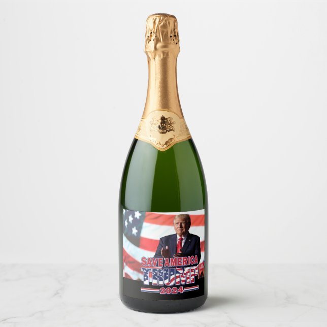 Save America Trump 2024 Sparkling Wine Label (Front)