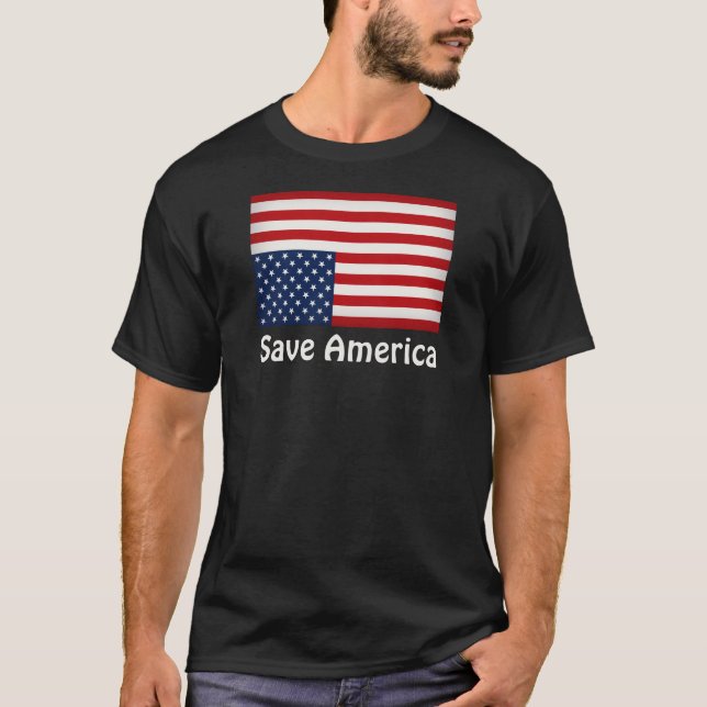 Save America Upside Down American Flag Protest T-Shirt (Front)