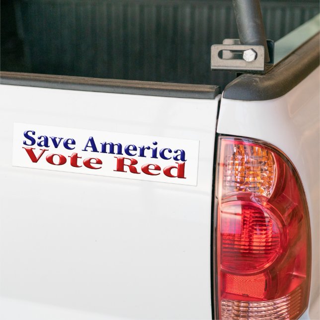 Save America Vote Red with red blue text Bumper Sticker (On Truck)