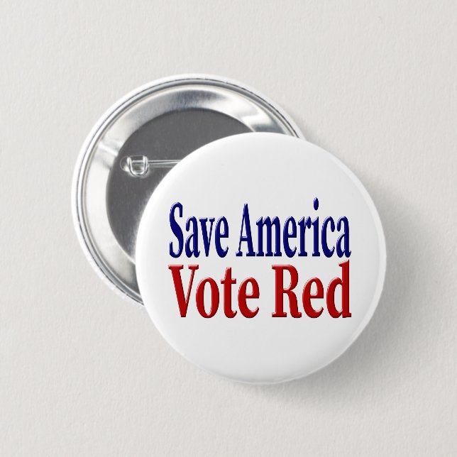 Save America Vote Red with red blue text Button (Front & Back)
