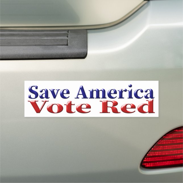 Save America Vote Red with red blue text Car Magnet (In Situ)