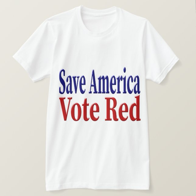 Save America Vote Red with red blue text T-Shirt (Design Front)