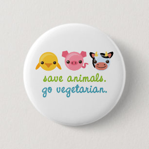 Save Animals Go Vegetarian Button