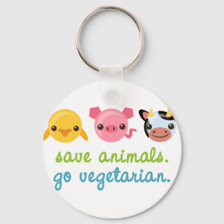 Save Animals Go Vegetarian Keychain