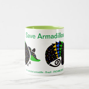 Save Armadillos - Two-Tone coffee mug