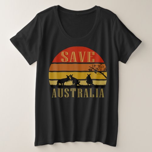 Save Australia _ Retro Sun with Koala and Kangaroo Plus Size T_Shirt