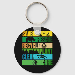 Save Bee Rescue Animals Recycle Plastict Earth Day Keychain