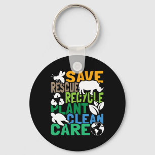 Save Bees Rescue Animals Recycle Plastic - Earth D Keychain