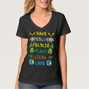 Save Bees Rescue Animals Recycle Plastic Earth Day T-Shirt