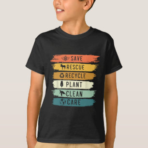 Save Bees Rescue Animals Recycle Plastic Earth Day T-Shirt