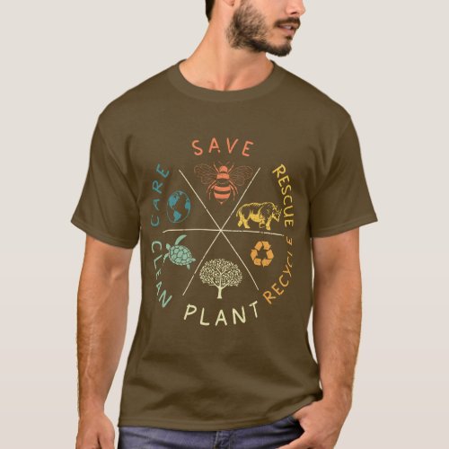 Save Bees Rescue Animals Recycle Plastic Earth Day T_Shirt