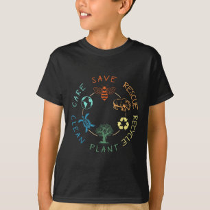 Save Bees Rescue Animals Recycle Plastic Earth Day T-Shirt