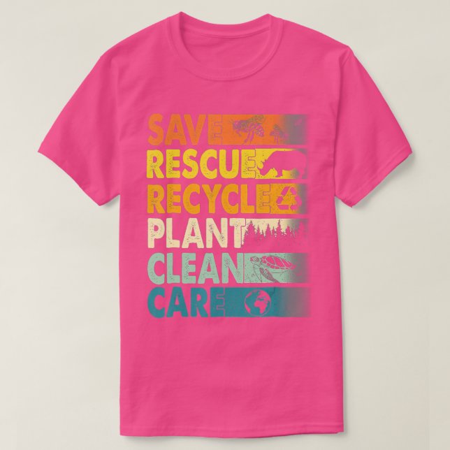 Save Bees Rescue Animals Recycle Plastic Earth Day T-Shirt (Design Front)