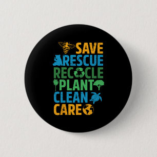 Save Bees Rescue Animals Recycle Plastict Earth Da Button