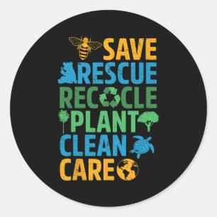 Save Bees Rescue Animals Recycle Plastict Earth Da Classic Round Sticker