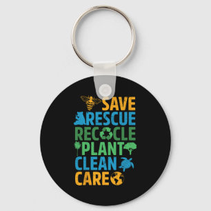 Save Bees Rescue Animals Recycle Plastict Earth Da Keychain