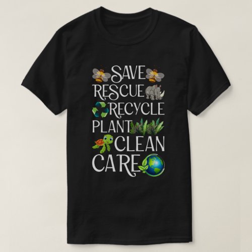 Save Bees Rescue Animals Recycle Plastict T_Shirt