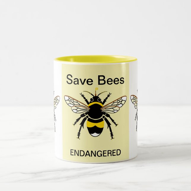 Save  BEES - Wildlife Warrior - Yellow Two-Tone Coffee Mug (Center)