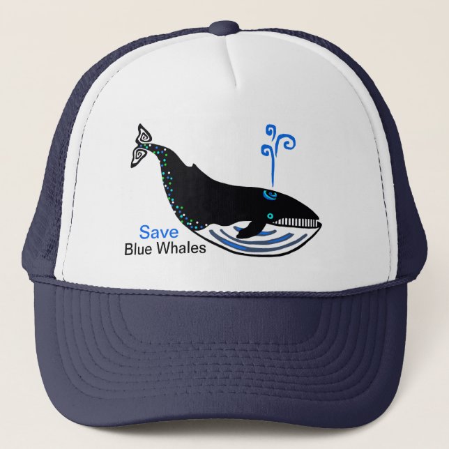 Save Blue WHALES - Endangered animal - Wildlife Trucker Hat (Front)