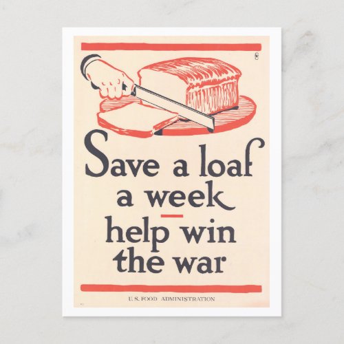 Save Bread War Poster Postcard