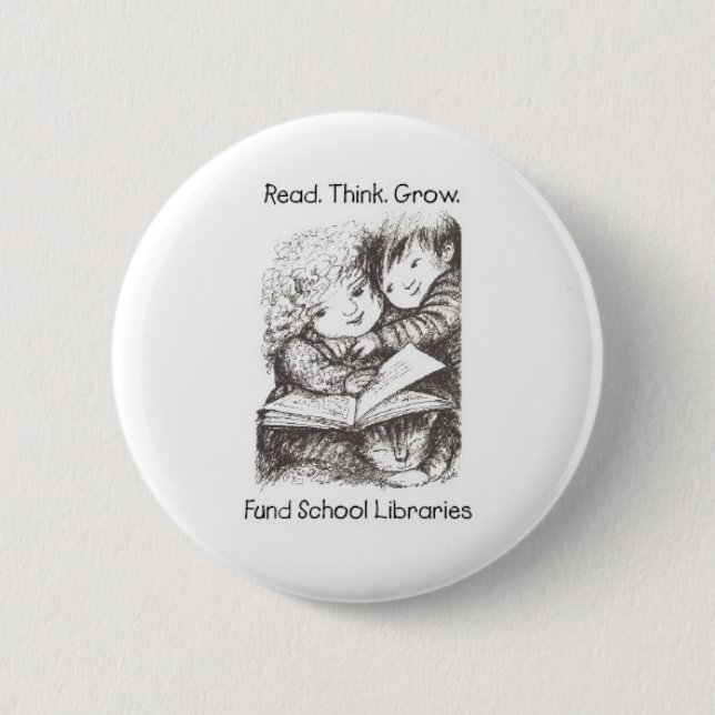 Save California School Libraries - Aliki B & W Pinback Button (Front)