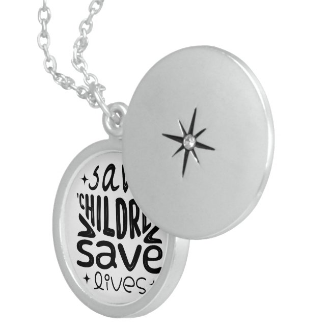 Save Children, Save Lives Locket Necklace (Front Right)