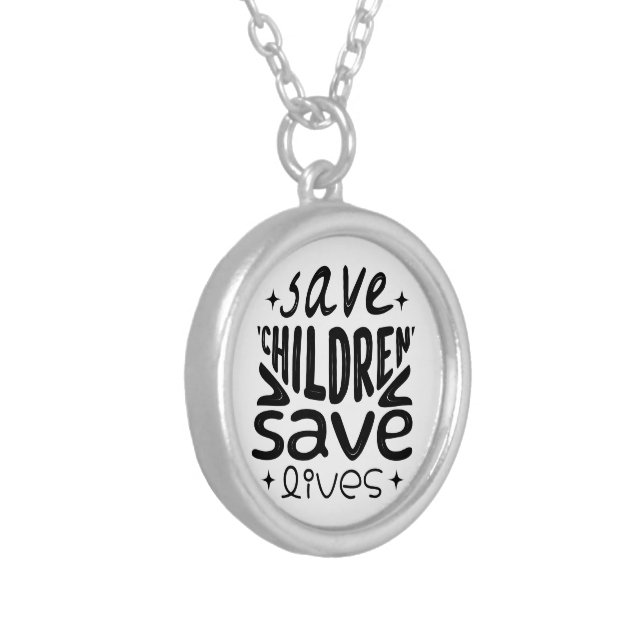 Save Children, Save Lives Silver Plated Necklace (Front Left)