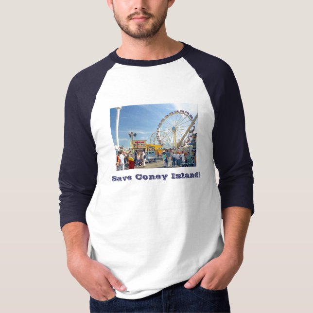 Save Coney Island! Adult Long-Slve Raglan T-shirt (Front)