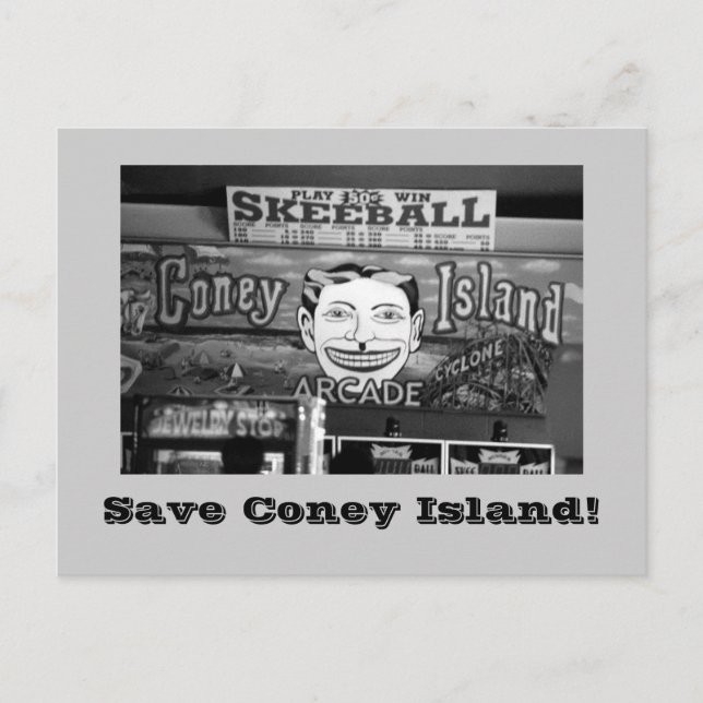 Save Coney Island! postcard (B&W) (Front)