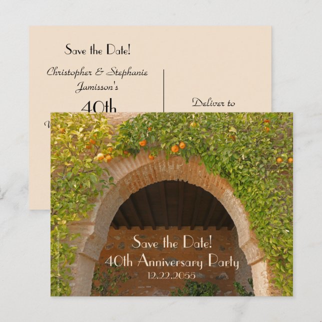 Save Date 40th Wedding Anniversary Announcement Postcard (Front/Back)