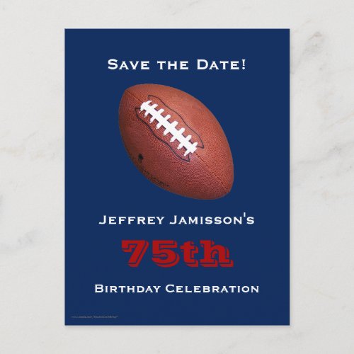 Save Date 75th Birthday Party Football Invitation