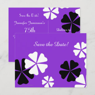 Save Date 75th Birthday Party Purple Announcement Postcard