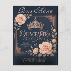 Save Date/ Reserva Spanish Quinceañera Rosas Announcement Postcard
