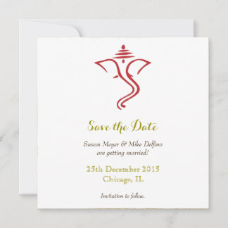 Save date wedding red gold ganpati ganesh hindu save the date