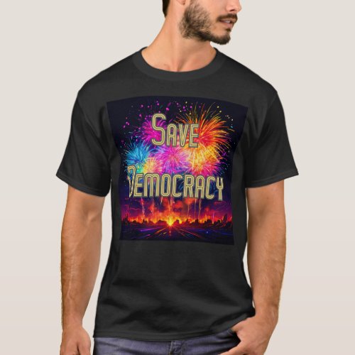 Save Democracy  politics neon fireworks T_Shirt