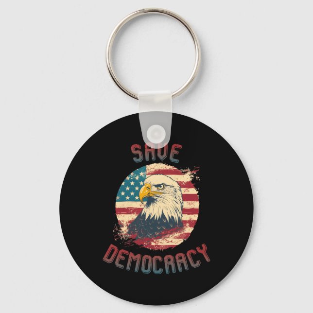 Save Democracy Sticker1  Keychain (Front)