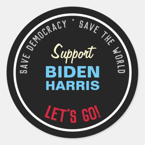 Save Democracy Support BIDEN HARRIS Classic Round Sticker