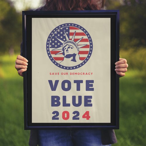 Save Democracy Vote Blue 2024 Election Poster