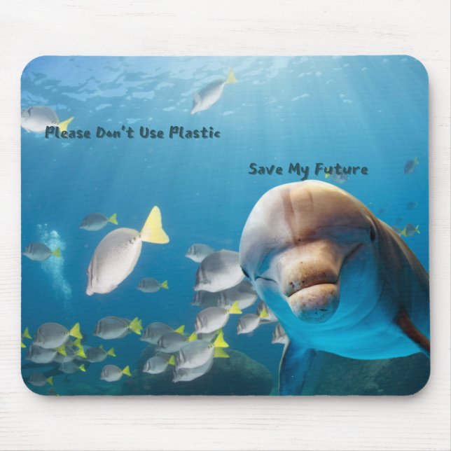 Save dolphins mouse mat, environmental message mouse pad (Front)