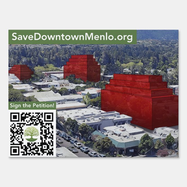 Save Downtown Menlo - 24"x18" Yard Sign w/ Holder (Front)