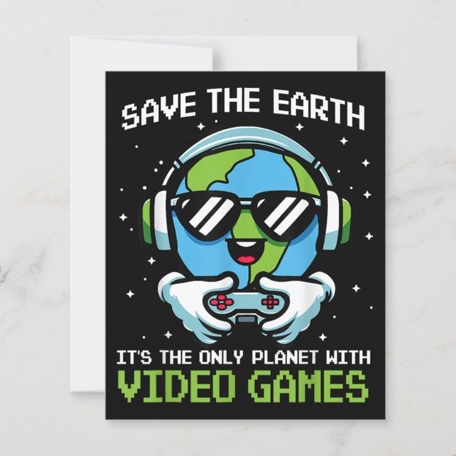 Save Earth Gamer Design - Funny Earth Day Video Ga (Front)